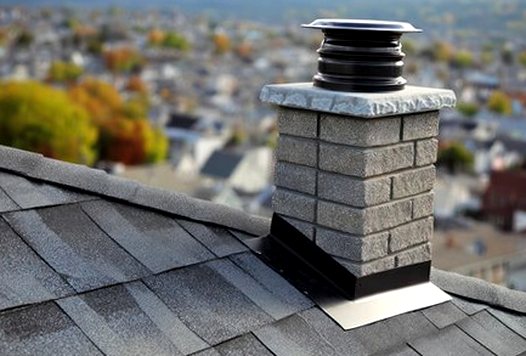New chimney cap with rooftops spread beyond